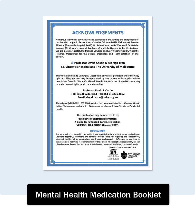 Mental Health Medication Booklet