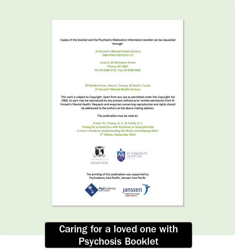 Caring for a loved one with Psychosis Booklet